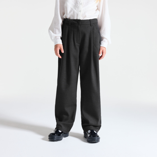 بنطلون بدلة بقصّات، رمادي داكن للفتيات